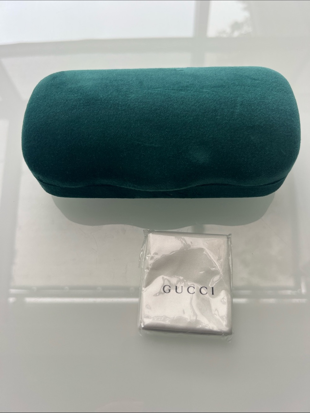 Gucci (Case Only) Teal Velvet Sunglasses Case with Branded Pouch